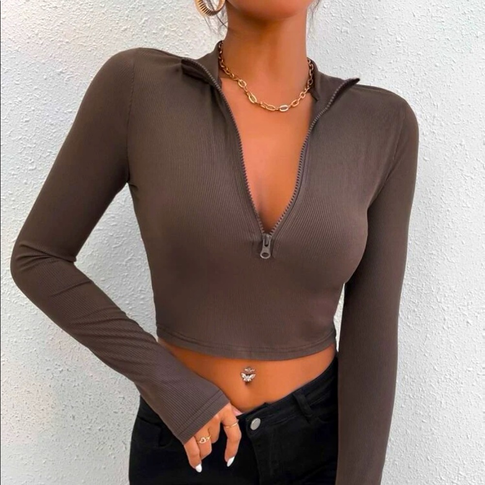 ZIP UP CROP LONG SLEEVE